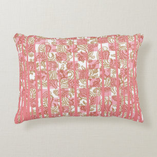 Almofada Decorativa Tecido cor-de-rosa vibrante com parte floral intri