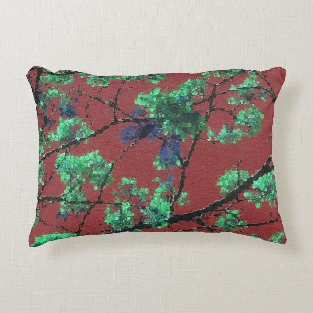 Almofada Decorativa Tecido Floral, Vermelho (Frente)
