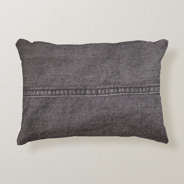 Almofada Decorativa Tecido preto de denim. Moda, texturas e grupos de  (Frente)