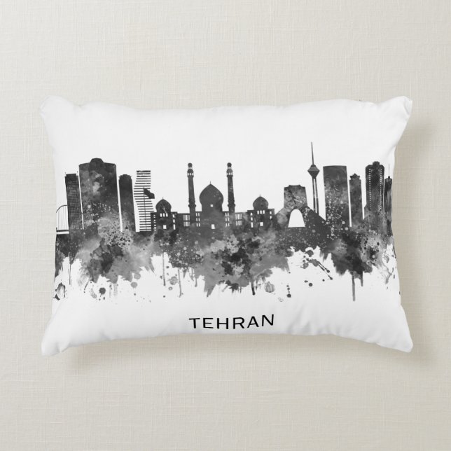 Almofada Decorativa Teerão Iran Skyline BW (Frente)