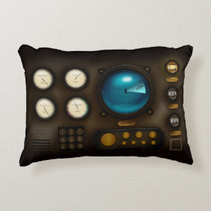 Almofada Decorativa Tela Sonar do Painel de Controle Submarino Steampu