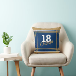 Almofada decorativa tema esportivo azul e dourado