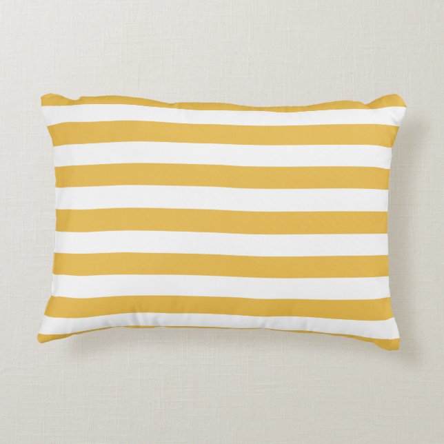 Almofada Decorativa Tendy Yellow e White Wide Horizontal Stripes (Verso)