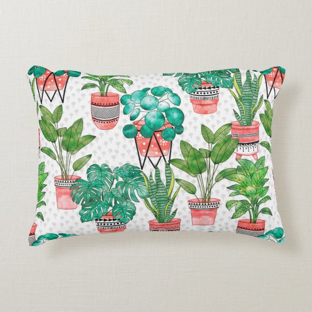 Almofada Decorativa Terra cotta Potes Plantas aquáticas sem costura  (Frente)