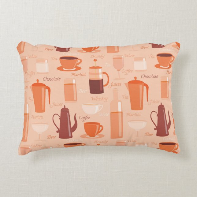 Almofada Decorativa Teste padrão com bebidas e texto (Frente)