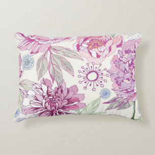 Almofada Decorativa Teste padrão com flores cor-de-rosa