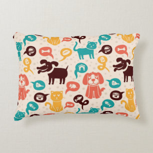 Almofada Decorativa Teste padrão com gatos e os cães engraçados