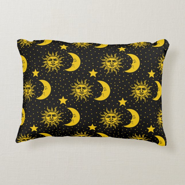 Almofada Decorativa Teste padrão de estrelas da lua de Sun (Verso)
