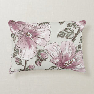 Almofada Decorativa Teste padrão de flores cor-de-rosa silenciado do