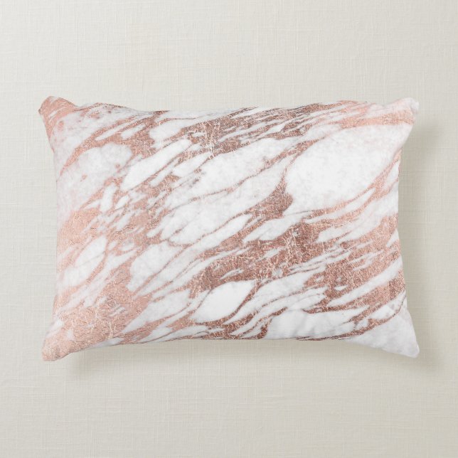 Almofada Decorativa Teste padrão de mármore Dourado branco e (Frente)