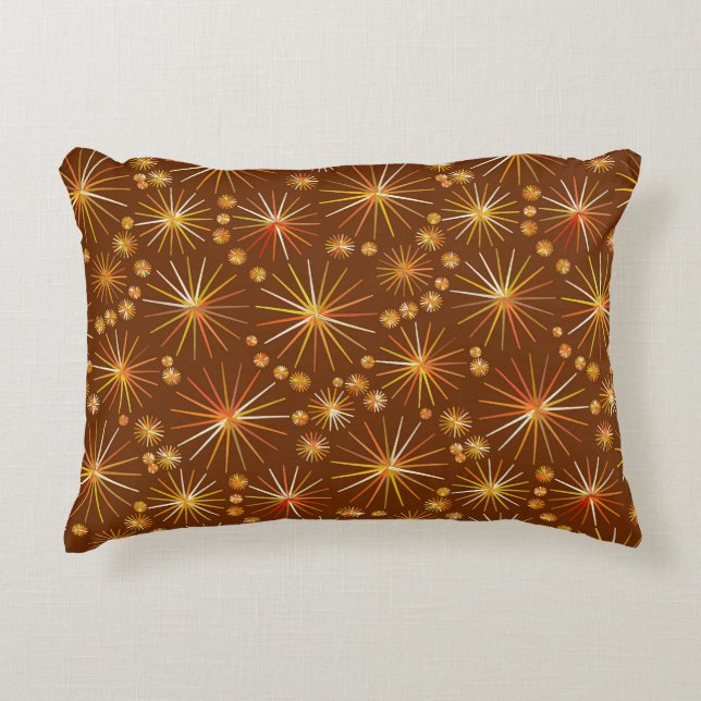 Almofada Decorativa Teste padrão de Sputnik do meio século, castanho (Frente)