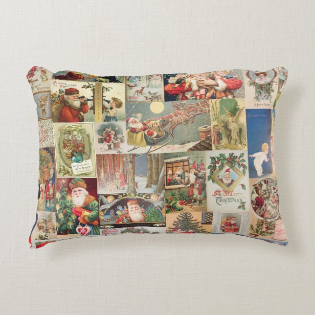 Almofada Decorativa Teste padrão do feriado dos cartões do natal (Frente)
