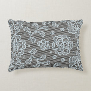Almofada Decorativa Teste padrão do laço, vintage 6 da flor