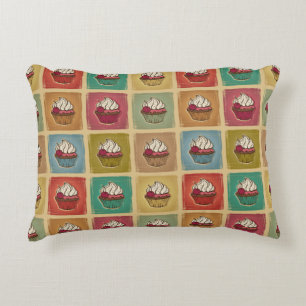 Almofada Decorativa Teste padrão do vintage feito dos cupcakes