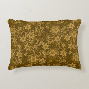 Almofada Decorativa Teste padrão floral do vintage dourado