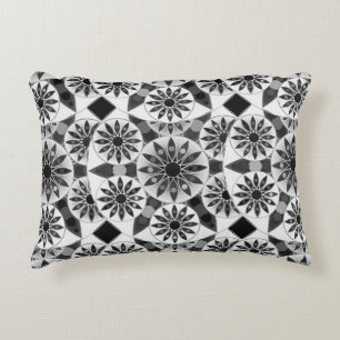 Almofada Decorativa Teste padrão, preto, branco e cinzas/cinza da