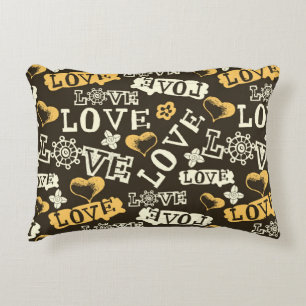 Almofada Decorativa Teste padrão tirado mão do amor