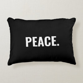 Almofada Decorativa Texto branco preto de paz personalizado minimalist