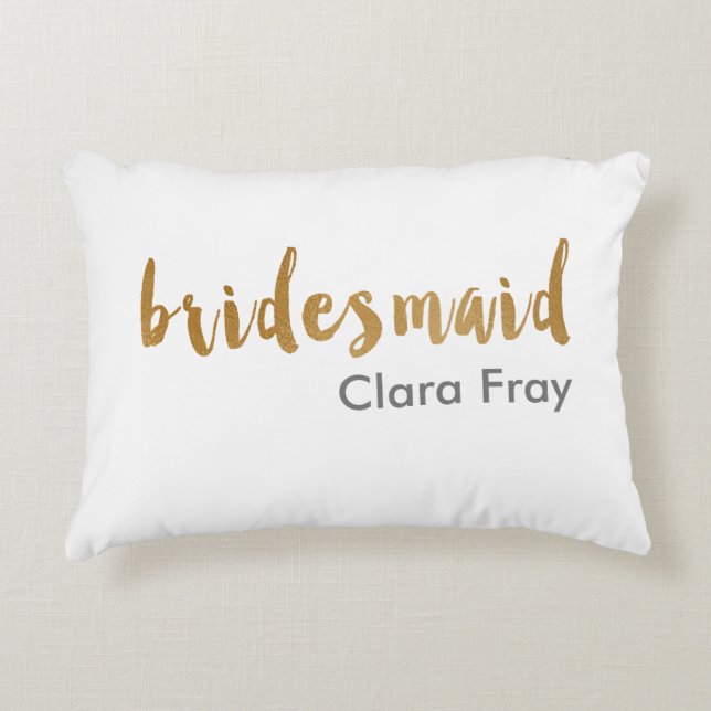 Almofada Decorativa texto moderno elegante dourado dourado (Frente)