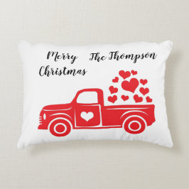 Almofada Decorativa Texto original do nome da família do caminhão verm