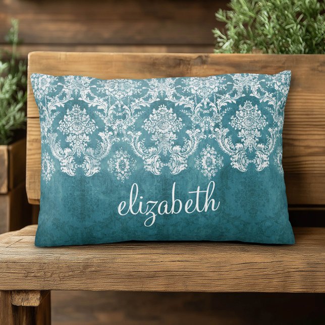 Almofada Decorativa Texto Personalizado da Cor damasco Turquesa Grungy (Custom Pillow)