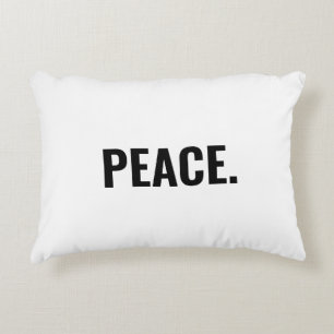 Almofada Decorativa Texto preto branco de paz personalizado minimalist