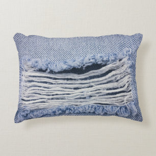 Almofada Decorativa Textura de Jeans rasgados azuis claros