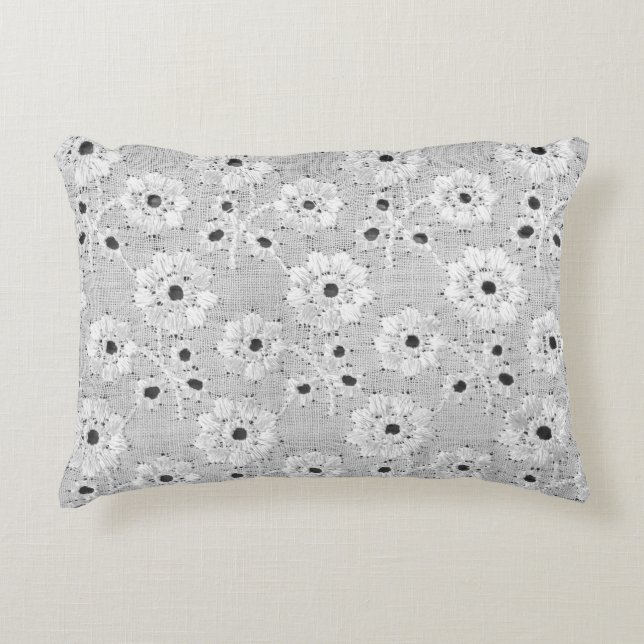 Almofada Decorativa Textura fina do local do tecido branco com marreta (Frente)