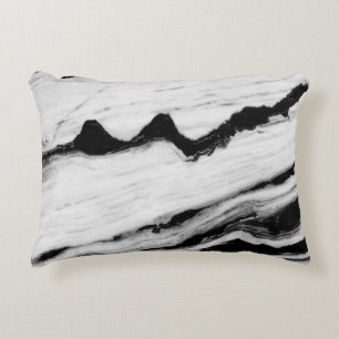 Almofada Decorativa textura natural de mármore preto e branco, luxuosa