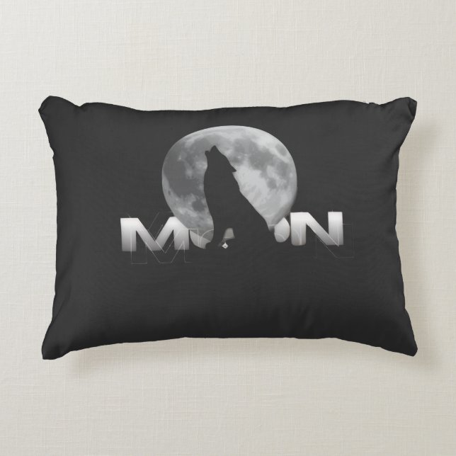 Almofada Decorativa the wolf`s cry under the full moon (Frente)