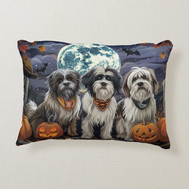 Almofada Decorativa Tibetano Terrier Halloween Spooky (Verso)