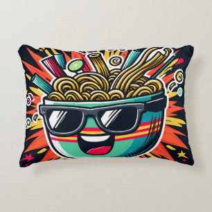 Almofada Decorativa Tigela de Ramen Cartoon de Macarrão Bonito e Diver