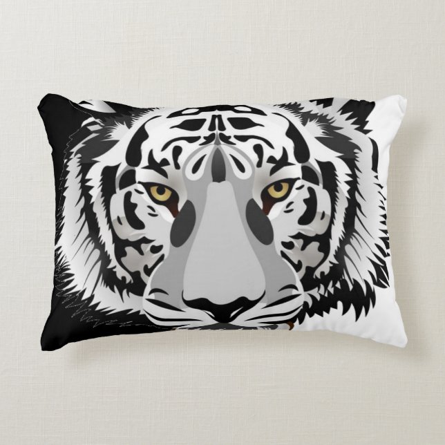 Almofada Decorativa Tigre Branco Preto (Frente)