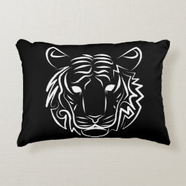 Almofada Decorativa Tigre Tribal Negro e Branco