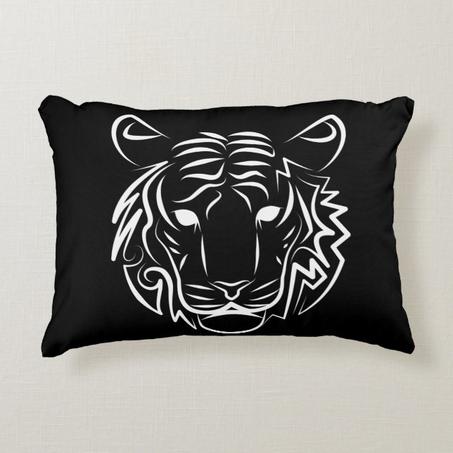 Almofada Decorativa Tigre Tribal Negro e Branco (Frente)