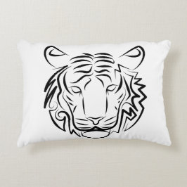 Almofada Decorativa Tigre Tribal Negro e Branco