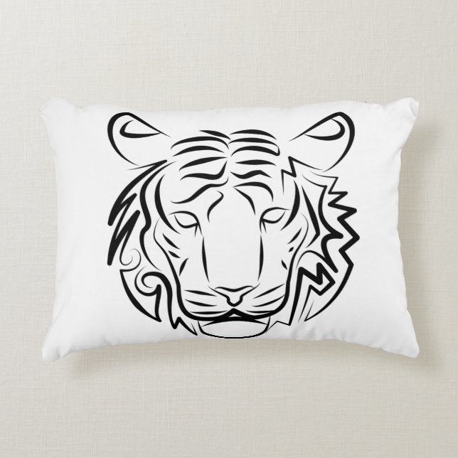 Almofada Decorativa Tigre Tribal Negro e Branco (Frente)