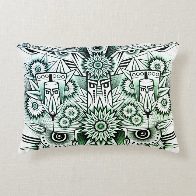Almofada Decorativa Tint verde Design Tribal (Frente)