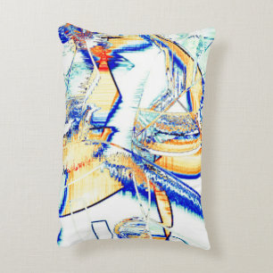 Almofada Decorativa Tinta seca não, imagem com manchas cianas laranja,