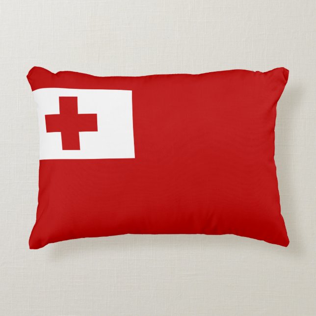 Almofada Decorativa Tonga Island Flag Red Cross (Frente)