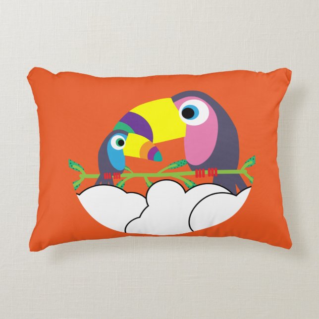 Almofada Decorativa Toque bonito | Toucans de amor | Aves Engraçadas M (Frente)
