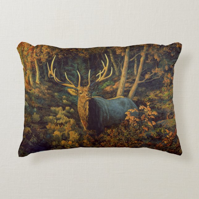 Almofada Decorativa Touro Elk na Floresta do outono (Frente)