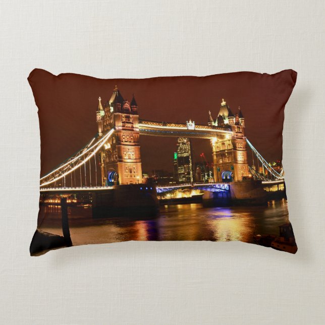 Almofada Decorativa Tower Bridge, Londres à noite, Inglaterra (UK) (Frente)