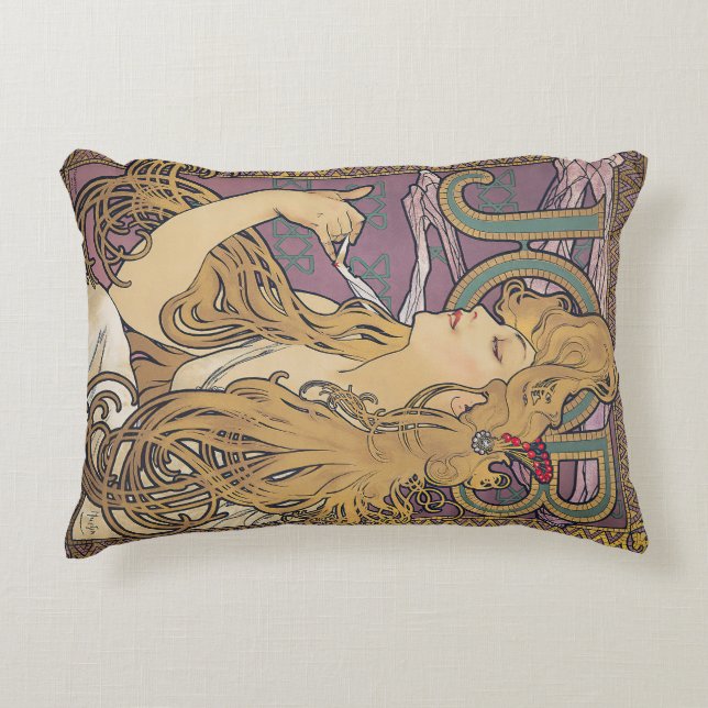Almofada Decorativa Trabalho (1896) de Alphonse Mucha (Frente)