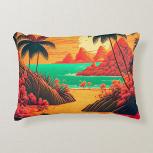 Almofada Decorativa Trabalho de arte de Paisagem Tropical de Verão Col