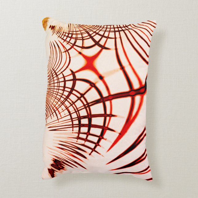 Almofada Decorativa Traços curvos em castanho-vermelho cruzado, efeito (Verso(Vertical))