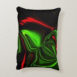 Almofada Decorativa Traços curvos vermelhos e verdes sobre fundo escur