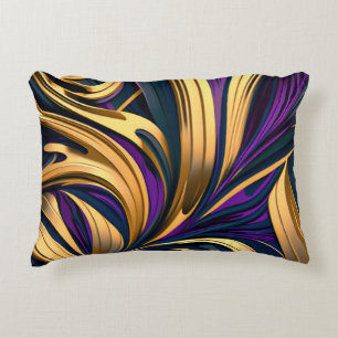 Almofada Decorativa Traços de abstrato a negrito em ouro roxo