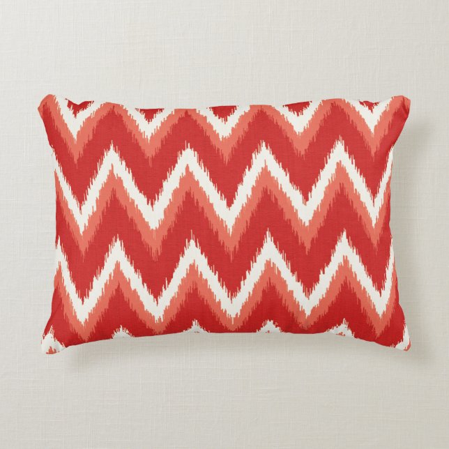 Almofada Decorativa Traços Ikat Chevron - Laranja e Branco (Frente)