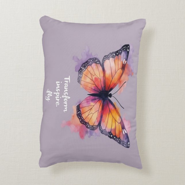 Almofada Decorativa Transformar, Inspirar, Voar - Motivação (Verso(Vertical))